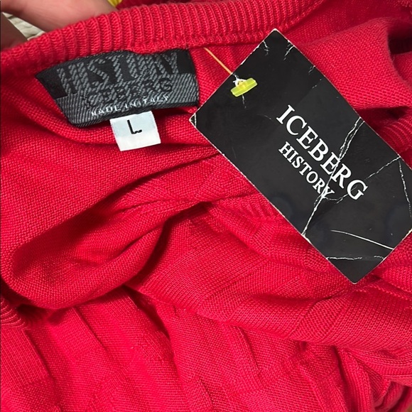 Iceberg History Sz L Red Knit Logo Cotton Blend Sleeveless Dress - New With Tags - Picture 4 of 6